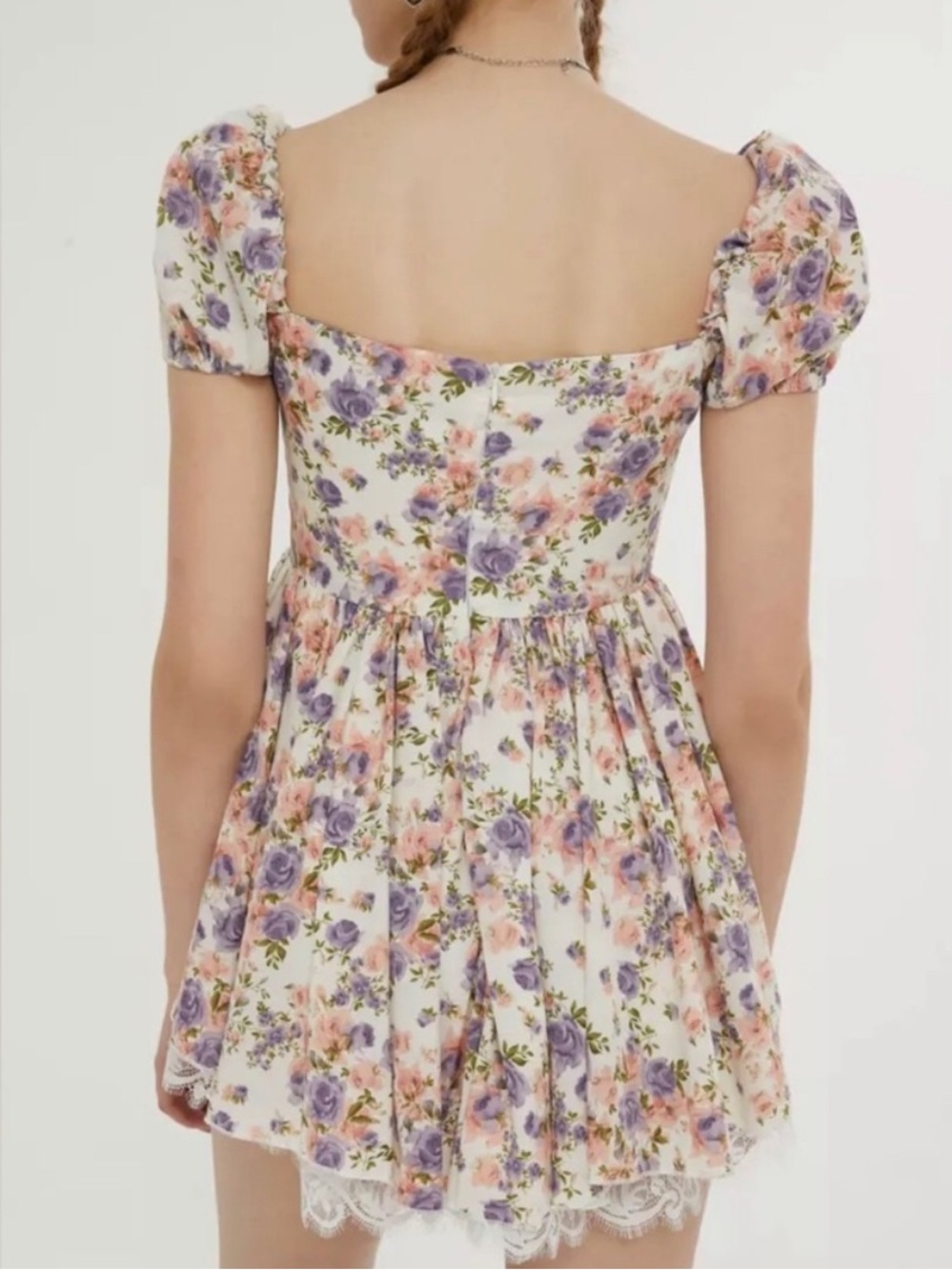Cider Floral Mini Puff Sleeve Dress